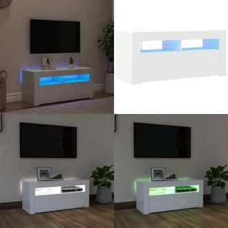 vidaXL Mobile Porta TV con Luci LED Bianco 90x35x40 cm - Illuminazione LED - Archiviazione