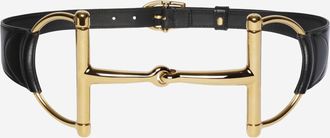 Gucci Womens Wide Belt With Oversized Clasp Black Calf Skin