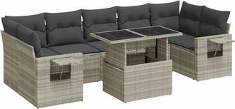 vidaXL Vidaxl - Set De Sof&aacute;s De Jard&iacute;n 8 Pzas Y Cojines Rat&aacute;n Sint&eacute;tico Gris