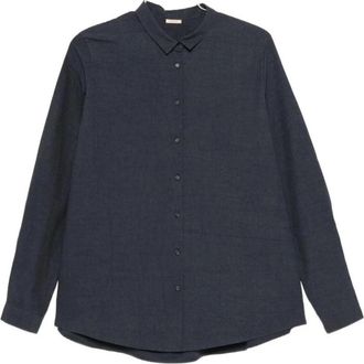 Apuntob P1895 Katoenen Slub Shirt - Dames - Overhemden - Blauw - M - Katoen - Overhemden