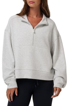 Travis Mathew Skyloft Soft Half Zip Sweatshirt in Heather Light Grey at Nordstrom, Size Medium
