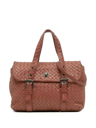 Bottega Veneta 2012-2025 Nappa Intrecciato Flap satchel - women - Nappa Leather/Leather - One Size - Red