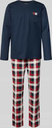Schiesser Relaxed Fit Pyjama-Set mit Brusttasche in Marine, Größe 48