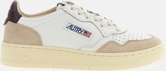 Autry Medalist Low Suede-Trim Leather Sneakers