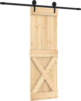 vidaXL Puerta Corredera Natural Y Negro 70 X 210 Cm Vidaxl