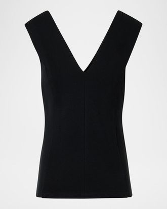 Akris V-Neck Jersey Sleeveless Top