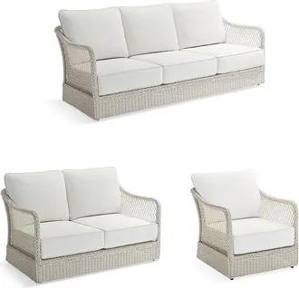 Frontgate Savannah Seating Replacement Cushions - Lounge Chair, Standard, Snow with Logic Bone Piping - Frontgate