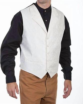 Scully Mens Classic Paisley Lapel Vest In Cream