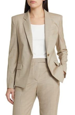 BOSS Janeri Virgin Wool One-Button Blazer in Deep Champagne Melange at Nordstrom Rack, Size 0