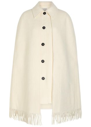 Toteme Fringed Wool-blend Cape Coat - White - 32 (UK4 / Xxs)