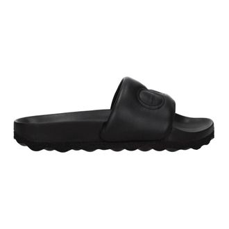 Off-white Black Leather Slippers Sandals