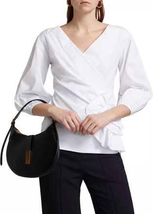 La Petite Robe Di Chiara Boni Elizee Rosette-Waist Faux-Wrap Top In White