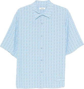 Sandro geometric-pattern shortt-sleeve shirt - men - Viscose - L - Blue