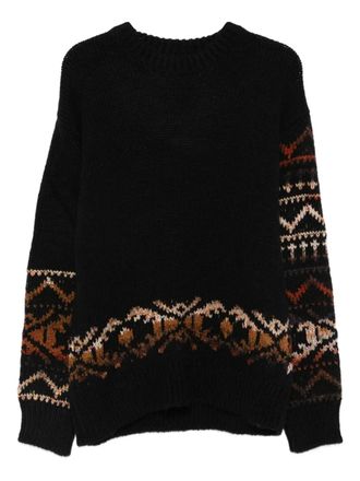 Nn.07 Emil patterned crew-neck sweater - men - Acrylic/Wool/Alpaca Wool/Recycled Polyester - M - Black