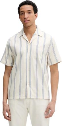 Les Deux Lawson Stripe Shirt - Heren - Korte mouwen Overhemden - Beige - M - Katoen - Overhemden