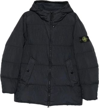 Stone Island Logo Nylon Blouson Jas - Heren - Winterjassen - Blauw - S - Nylon - Jassen
