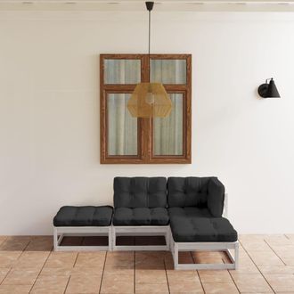 vidaXL Juego De Muebles De Jard&iacute;n 4 Pzas Y Cojines Madera Pino Maciza Vidaxl