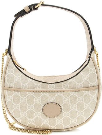 Gucci Beige Coated Canvas Half Moon Mini Bag (Authentic Pre-Loved)