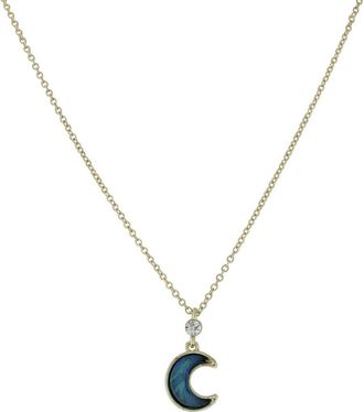 Olivia Welles 14K Yellow Gold Plated Crescent Moon Pendant Necklace in Blue at Nordstrom Rack
