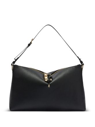 Furla Textured Black Leather Shoulder Bag