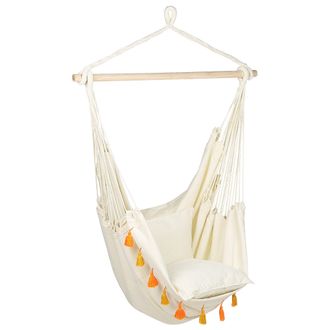 Beliani Silla Colgante De Algod&oacute;n Beige Claro Naranja Poli&eacute;ster Interior Exterior Varena