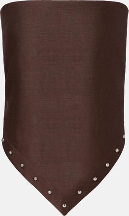 Staud Top Samara de lino adornado