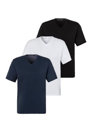 Copenhagen T-Shirt COPENHAGEN STUDIOS, Herren, Gr. XL, blau (navy, wei&szlig;, schwarz), Jersey, Obermaterial: 100% Baumwolle, unifarben, Basic, bequem normal, V-Aussc