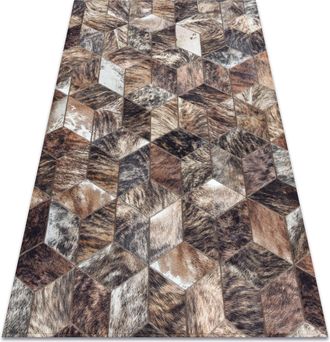 RugsX Rugsx - Alfombra Patchwork 21715 Marr&oacute;n - Piel De Vacuno, Diamantes Brown 160x230 Cm