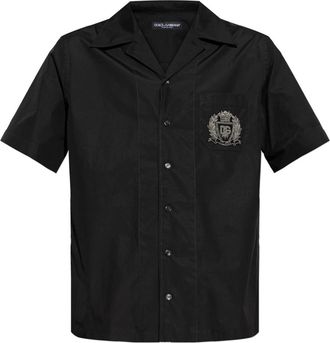 Dolce & Gabbana Logo Shirt - Heren - Korte mouwen Overhemden - Zwart - M - Katoen - Overhemden