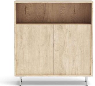 HERDASA Herdasa - Mueble auxiliar/zapatero Md-509 con puertas acabado en roble, 89cm(alto) 80cm(ancho) 29cm(prof.)