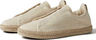 Ermenegildo Zegna Linen & Leather Blend Triple Stitch Espadrille in Off White at Nordstrom, Size 10.5