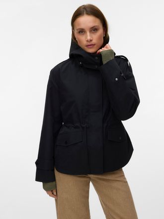 Vero Moda Kurzjacke VERO MODA VMLEANNE JACKET BOO, Damen, Gr. XL, schwarz, Web, Obermaterial: 100% Polyester, unifarben, bequem h&uuml;ftbedeckend, mit Riegel abgest