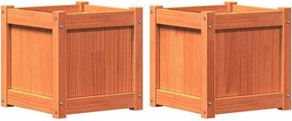 vidaXL Vidaxl - Jardineras De Exterior 2 Uds Madera Maciza De Pino Marr&oacute;n Cera