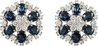 Bespoke 18ct white, diamond & sapphire stud earrings