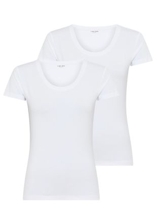 Ysabel Mora Kurzarmshirt YSABEL MORA, Damen, Gr. XL, weiss (wei&szlig;), Single Jersey, Obermaterial: 95% Baumwolle, 5% Elasthan, figurbetont h&uuml;ftbedeckend, Rundhals, S