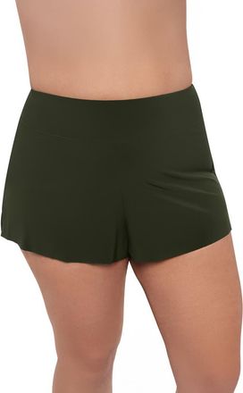 Aqua Green Plus Size High Waist Beach Short Swimsuit Bottom in Malachite at Nordstrom, Size 1X
