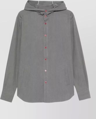Kiton hooded long-sleeve button-up shirt