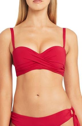 Sea Level Australia Twist Front Bandeau Bikini Top in Red at Nordstrom Rack, Size 10 Us / 14 Au