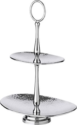 Edzard Premium Edelstahl Etagere Gulf 2-stufig 23 x 34 cm - gehämmert & hochglanzpoliert