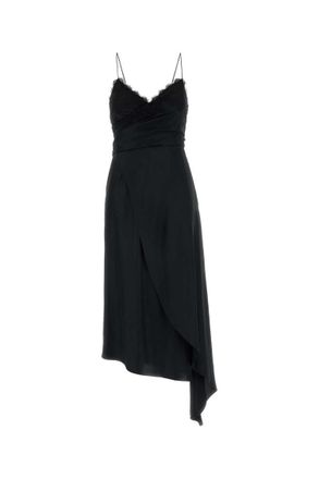 Moschino Black V-Neck Satin Dress