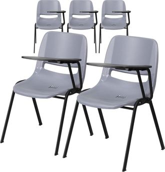 Flash Furniture 5 Pk. Gray Ergonomic Shell Chair with Left Handed Flip-Up Tablet Arm