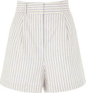 8 by YOOX STRIPED LINEN HIGH-WAIST PLEATED SHORT