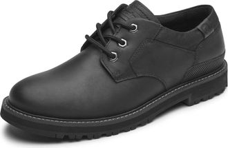 Dunham Mens Byrne Plain Toe Oxford, Black Leather, 12 X-Wide