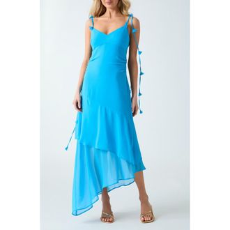 Guess Stefani Layered Ruffle Sleeveless Maxi Dress in Hydra Blue at Nordstrom, Size 8