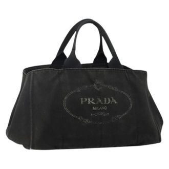 Prada Pre-owned Tote Bags, female, Black, Size: ONE SIZE Pre-owned Canvas prada-bags