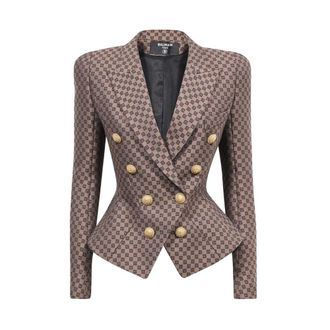 Balmain Blazers, female, Brown, Size: XS Double Breasted Blazer