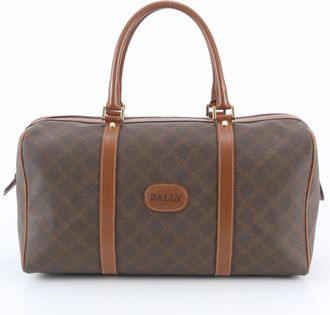 Bally Leather Coated Canvas Boston Bag Tote Bag (Pre-Owned)