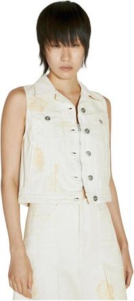 Our Legacy Diurnal Flower Print Denim Vest - Dames - Bodywarmers - Beige - S - Denim - Jassen