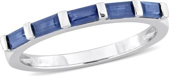 Mimi & Max 7/8ct TGW Baguette-Cut Sapphire Anniversary Band in 10k White Gold