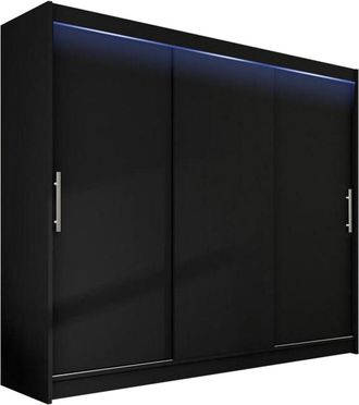 Mirjan24 Armario Closico 118, Negro, 215x250x58cm, Puertas De Armario: Correderas, N&uacute;mero De Estantes: 0, Led